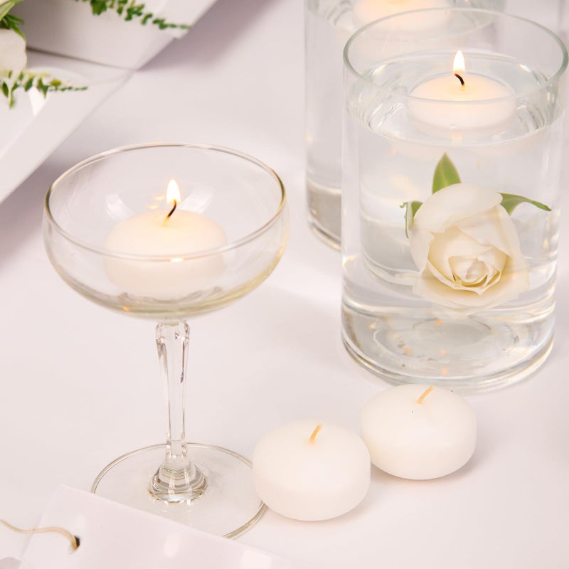 Ashlux 24 Pack Ashlux Floating Candles 5-6 Hours Long Burning  2 inch Unscented White Floating Candles for Valentine's Day  Wedding  Proposal Anniversary Decorations  Romantic Night for Her/Him Set - Image 2
